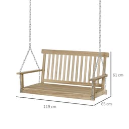 image-Wooden 2-Seater Poch Swing Chair Hanging Hammock Chains