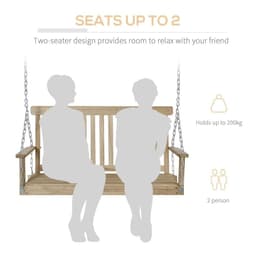 image-Wooden 2-Seater Poch Swing Chair Hanging Hammock Chains