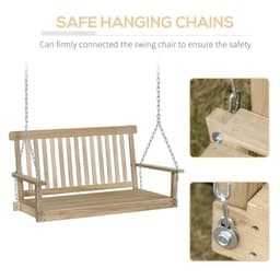 image-Wooden 2-Seater Poch Swing Chair Hanging Hammock Chains
