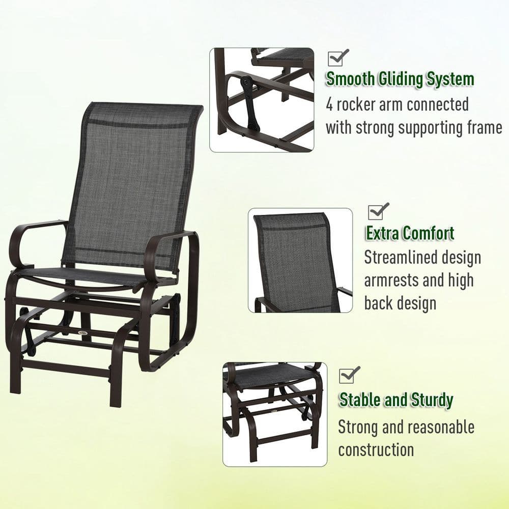 image-3 piece Outdoor Swing Chair with Tea Table Set, Patio Garden Rocking Furniture