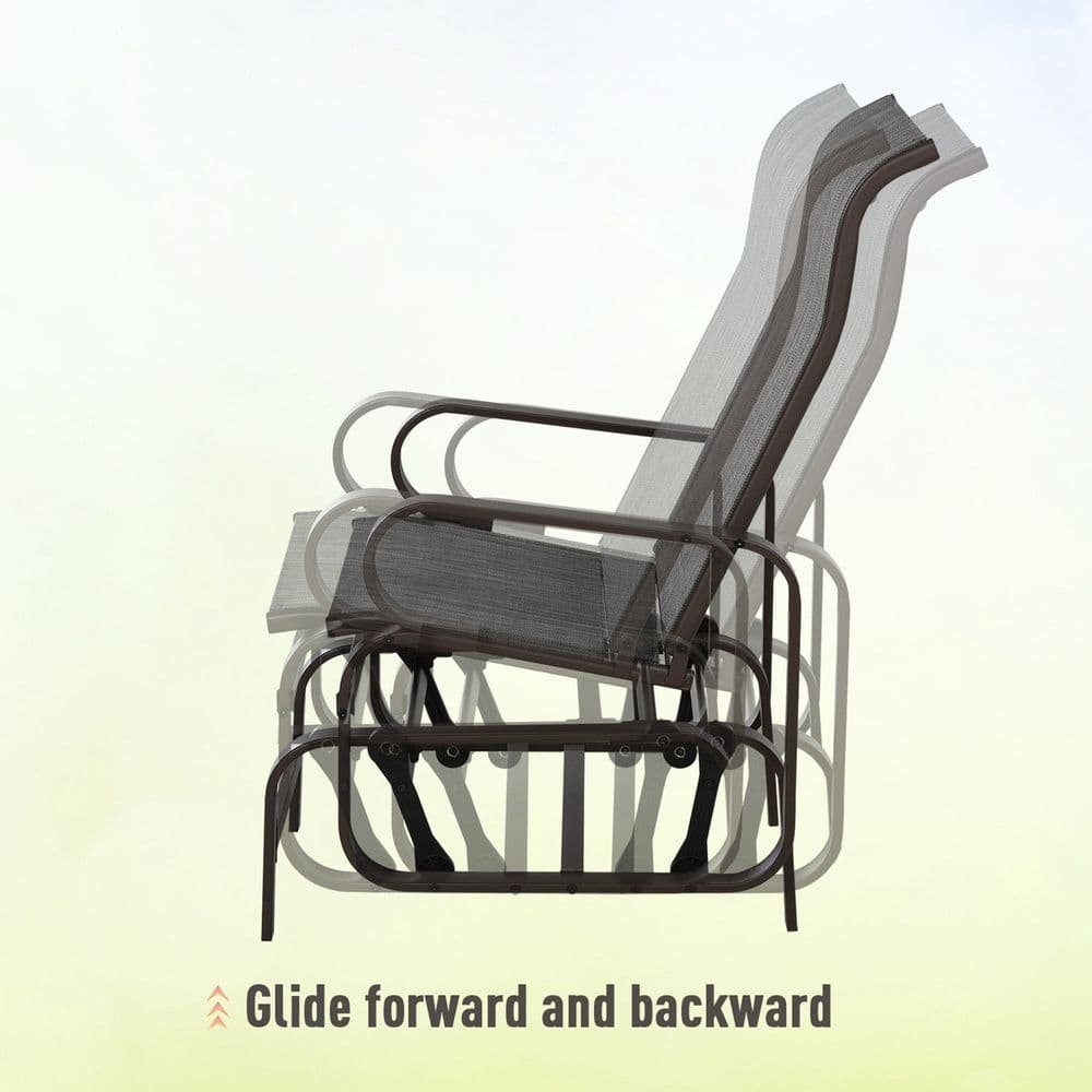 image-3 piece Outdoor Swing Chair with Tea Table Set, Patio Garden Rocking Furniture