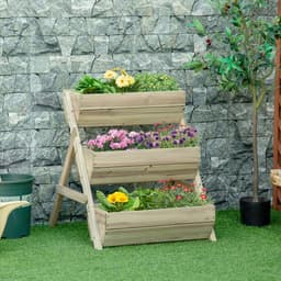 image-3 Tier Raised Garden Bed Kit for Flower, Vegetable, Herb, 120x68x80cm, Green