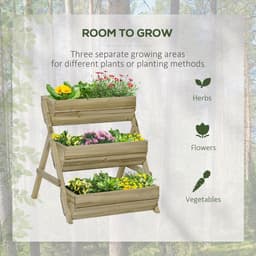 image-3 Tier Raised Garden Bed Kit for Flower, Vegetable, Herb, 120x68x80cm, Green