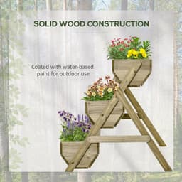 image-3 Tier Raised Garden Bed Kit for Flower, Vegetable, Herb, 120x68x80cm, Green