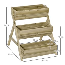 image-3 Tier Raised Garden Bed Kit for Flower, Vegetable, Herb, 120x68x80cm, Green