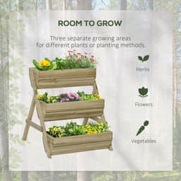 image-3 Tier Raised Garden Bed Kit for Flower, Vegetable, Herb, 120x68x80cm, Green