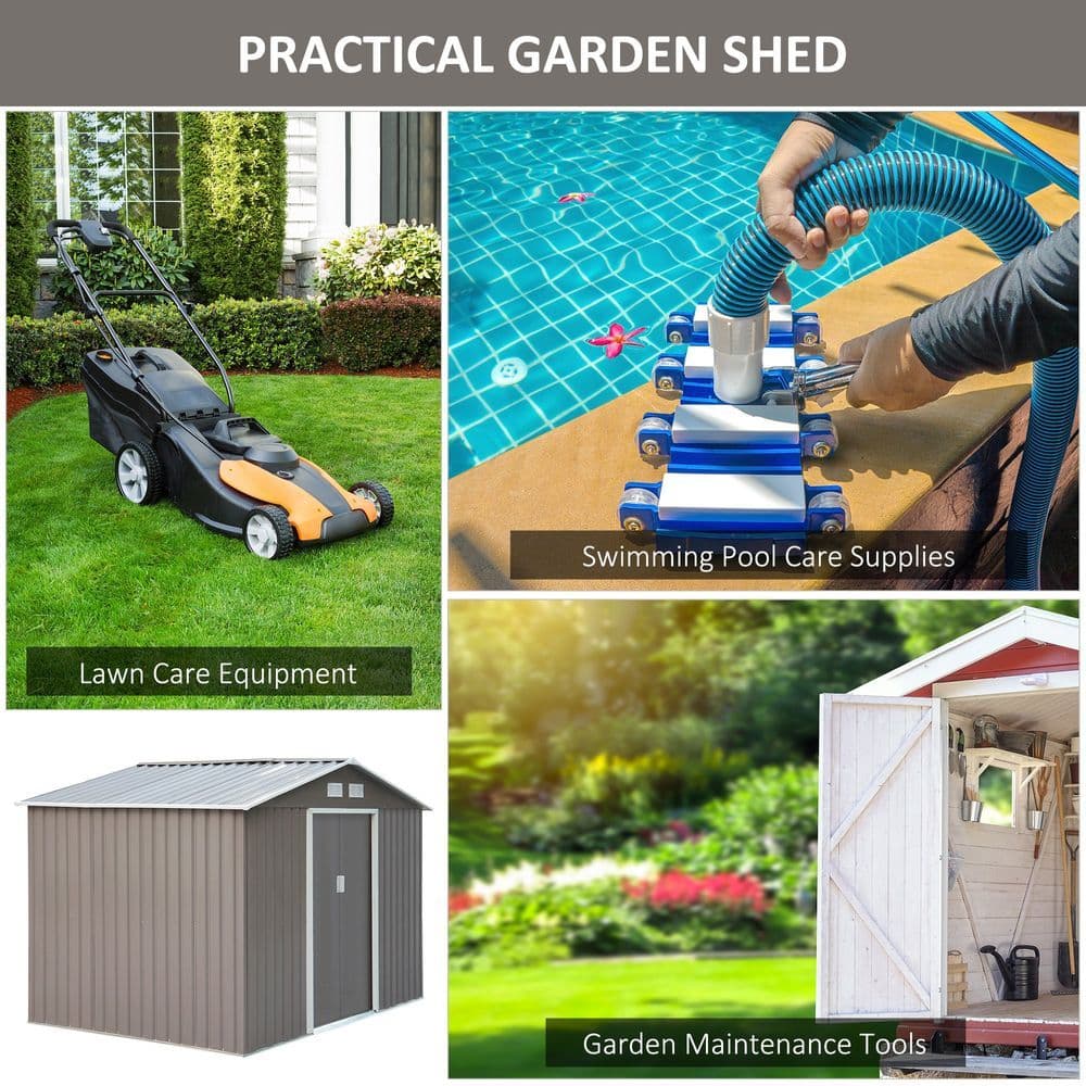image-9 x 6FT Foundation Ventilation Steel Outdoor Garden Shed Grey