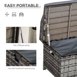 image-PE Rattan Bench Patio Wicker Storage Basket Seat Furniture w/ Cushion