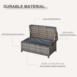 image-PE Rattan Bench Patio Wicker Storage Basket Seat Furniture w/ Cushion