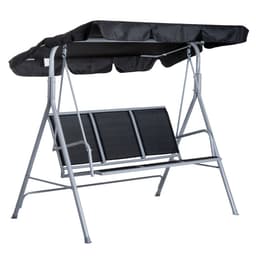 image-Outdoor 3-Seater Swing Chair-Black