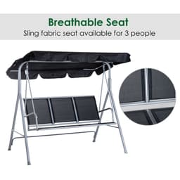 image-Outdoor 3-Seater Swing Chair-Black