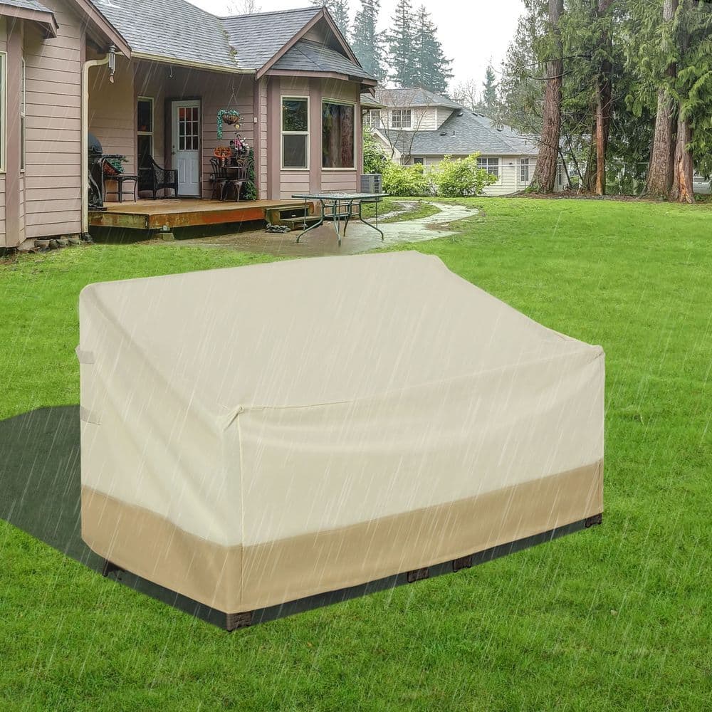 image-Waterproof Furniture Cover For 3 Seat Rattan Sofa