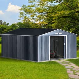 image-6.5 x 11FT Foundation Ventilation Steel Outdoor Garden Shed Grey
