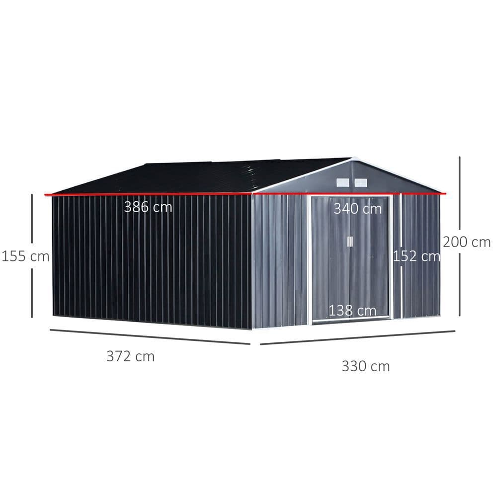 image-6.5 x 11FT Foundation Ventilation Steel Outdoor Garden Shed Grey