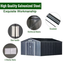 image-6.5 x 11FT Foundation Ventilation Steel Outdoor Garden Shed Grey