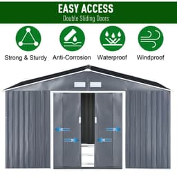 image-6.5 x 11FT Foundation Ventilation Steel Outdoor Garden Shed Grey