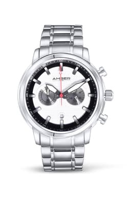image-Amber Time Men's Quartz Chronograph Watch Stainless Steel Band 50m ATL160810-02WH