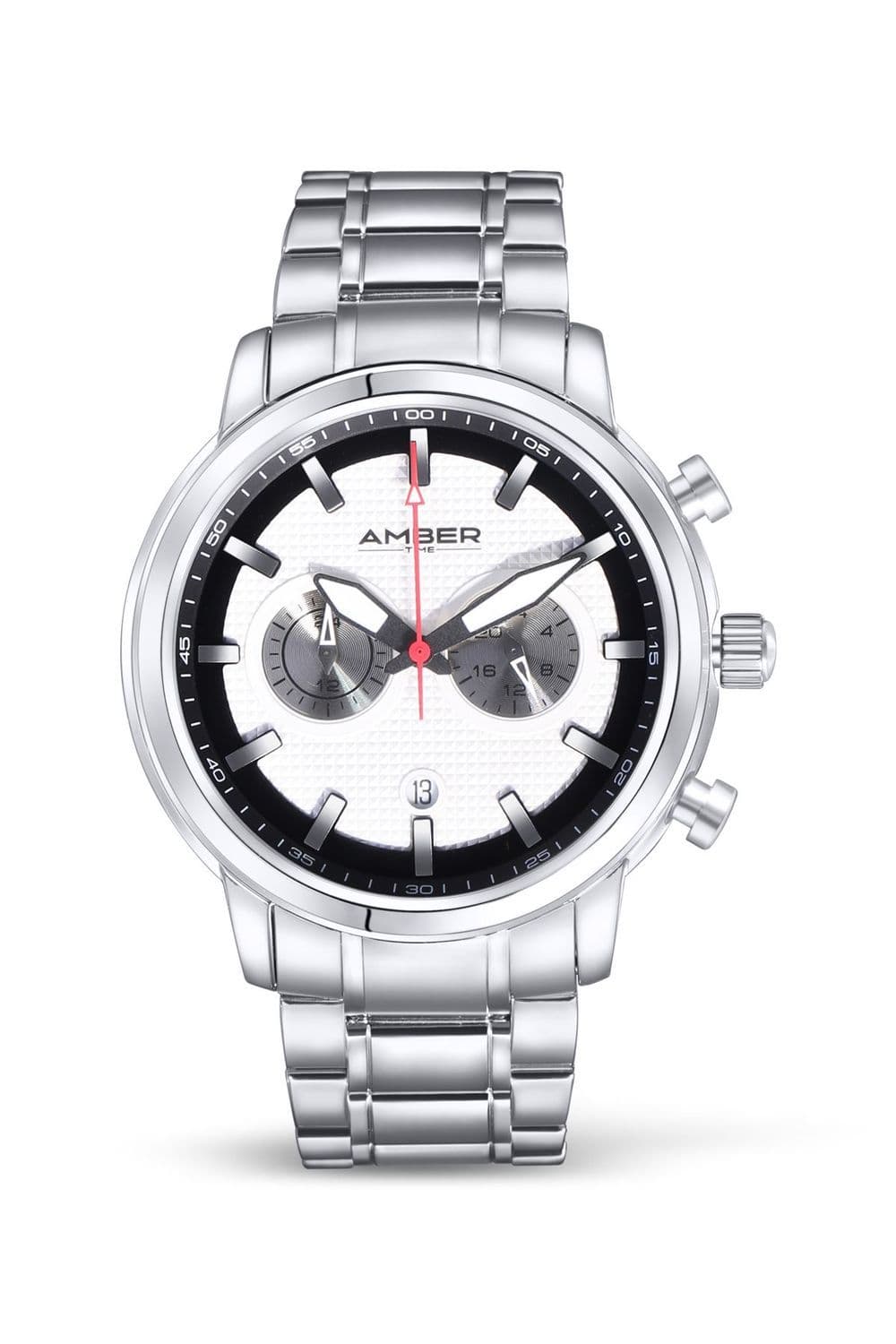 image-Amber Time Men's Quartz Chronograph Watch Stainless Steel Band 50m ATL160810-02WH