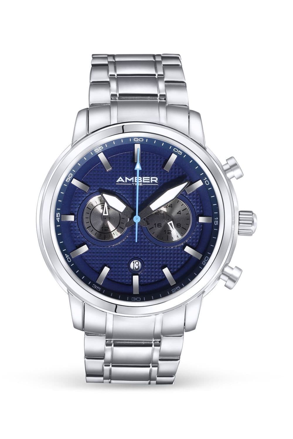 image-Amber Time Men's Quartz Chronograph Watch Stainless Steel Band 50m ATL160810-03BL