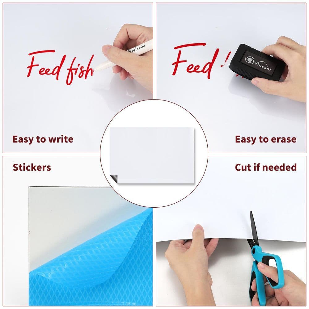 image-Magnetic Whiteboard 60 x 90 cm Notes, Lists, Memos, Menus Use 4 Magnetic Dry Wipe Pens & Magnetic Eraser