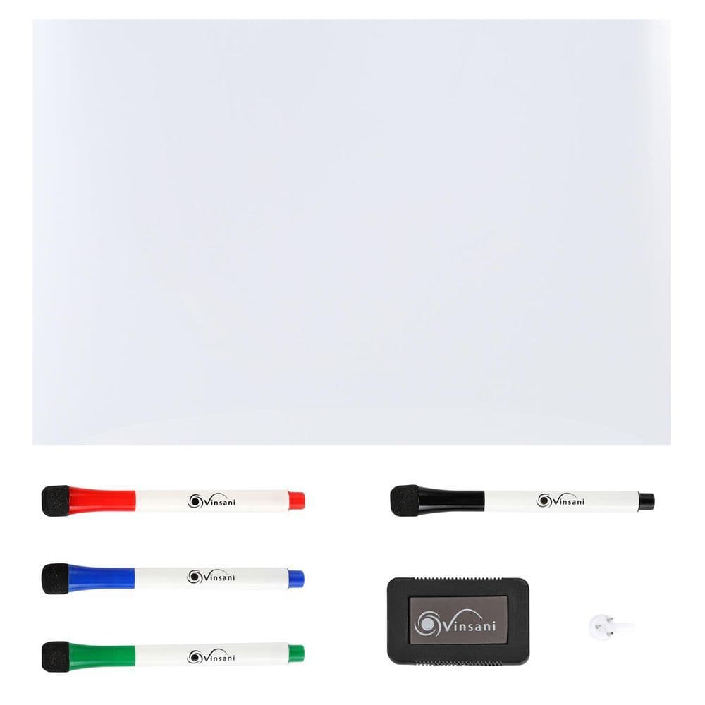 image-Magnetic Whiteboard 60 x 90 cm Notes, Lists, Memos, Menus Use 4 Magnetic Dry Wipe Pens & Magnetic Eraser