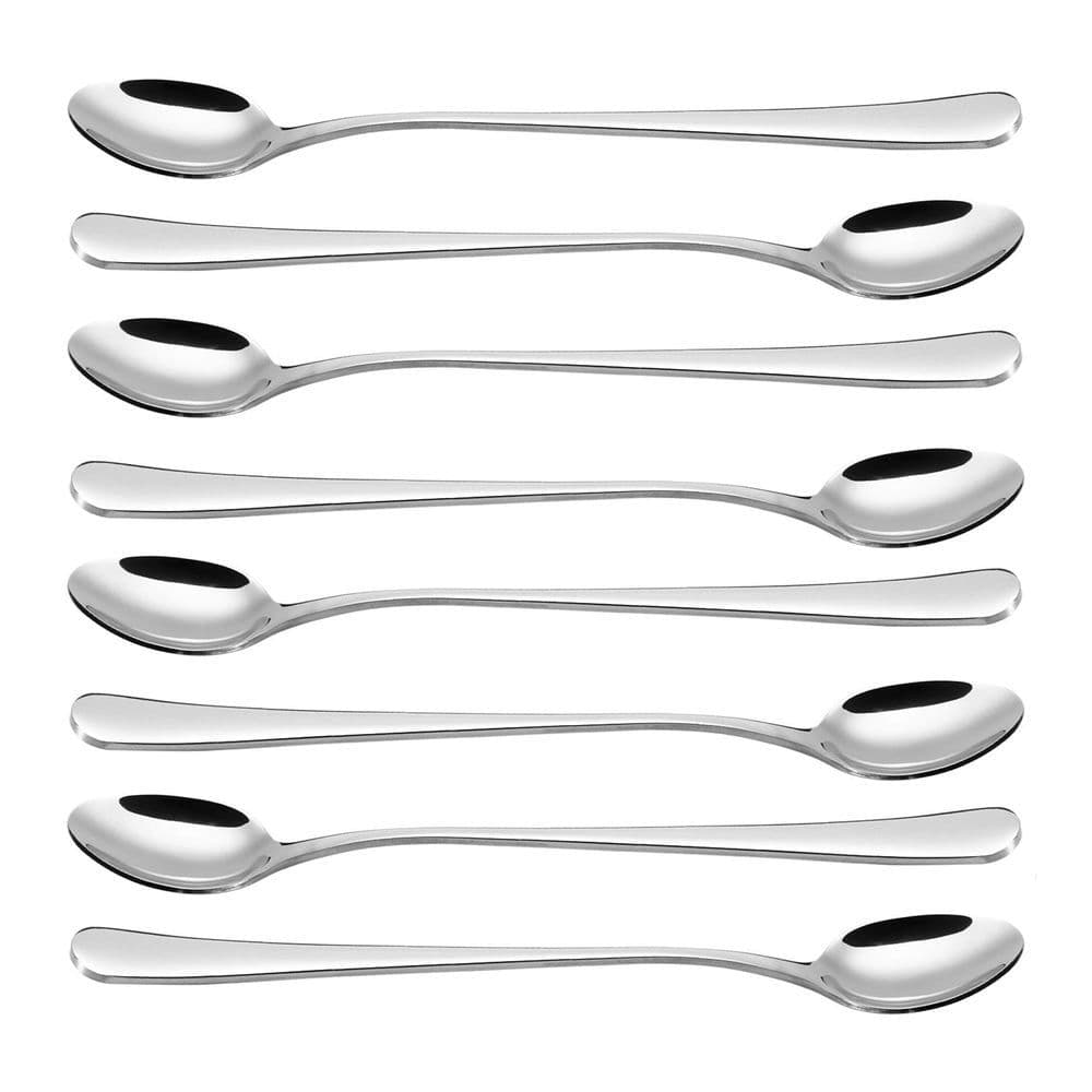 image-8 Piece Long Handle Stainless Steel Latte Spoon Silverware Flatware Home Use Tableware Dinnerware Set