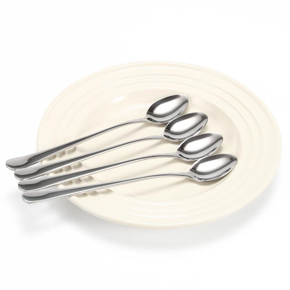 image-8 Piece Long Handle Stainless Steel Latte Spoon Silverware Flatware Home Use Tableware Dinnerware Set
