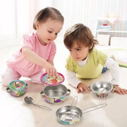 image-SOKA Dinosaur Kids Kitchen Set Toy Pots and Pans Set Toy Kitchen Accessories