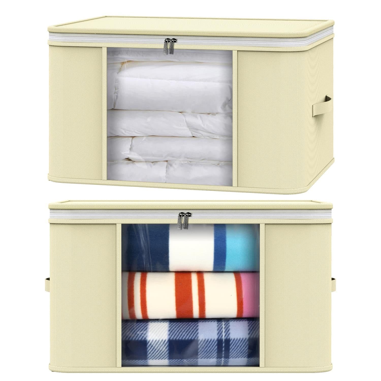 image-2pcs Clothes Storage Bags Organiser Big Capacity Wardrobe Duvet Underbed Storage Moisture-Proof Big Clear Windows
