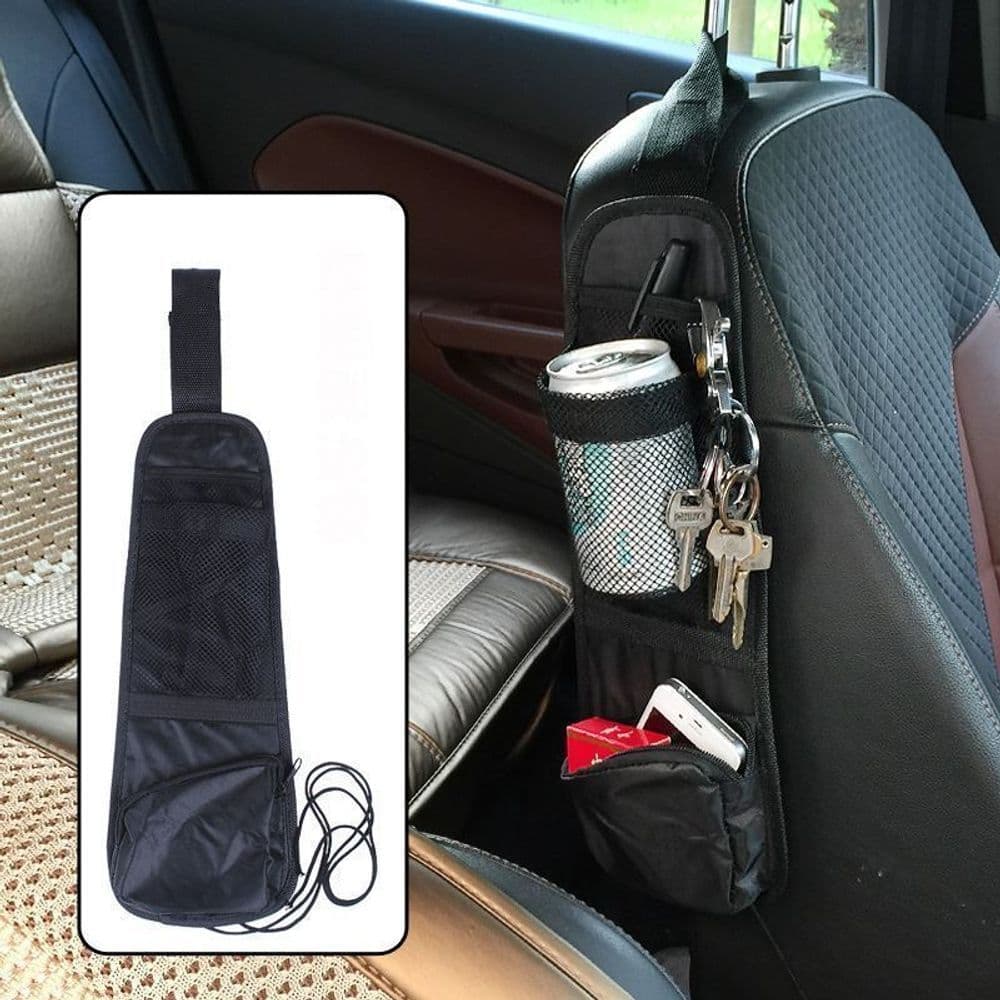 image-Vinsani Car Multi Side Pocket Seat Storage Hanging Bag Organise Pouch - Black