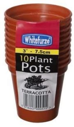 image-Whitefurze 7.5cm Garden Plant Pot Plastic Planter - Terracotta (Set of 10)