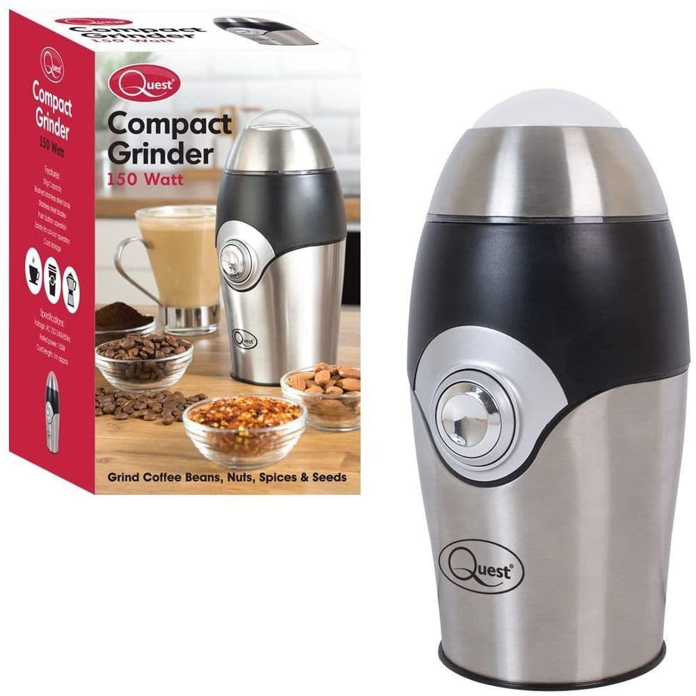 image-Quest One Touch Compact Stainless Steel 50g Grinder Coffee Beans, Nuts, Spices & Seeds