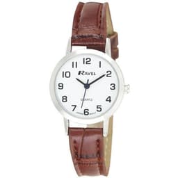 image-Ravel Ladies Classic Strap Watch White & Silver Dial & Brown Strap R0102.12.2A