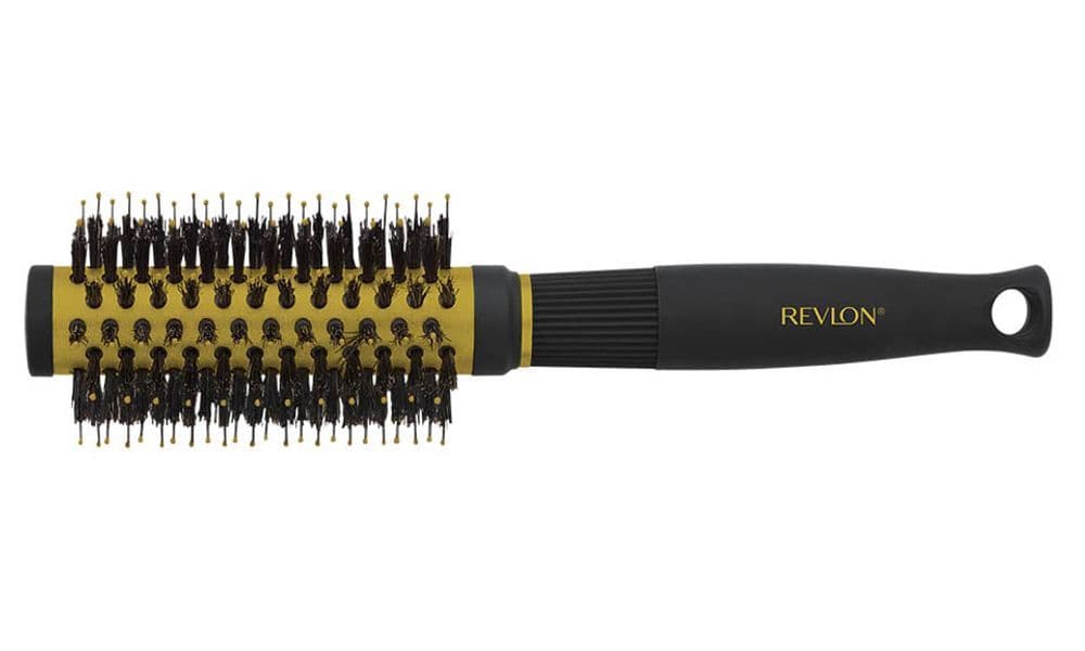 image-Revlon Ionic Ceramic Curls & Flips Small Round Barrel Blow Dry Hair Brush Nano Anti Bacterial Technology
