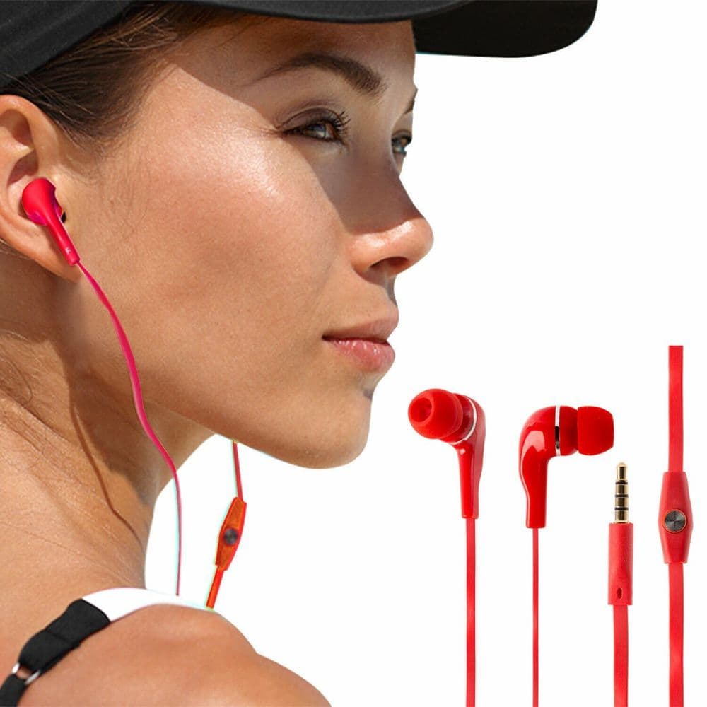 image-Sounds XS20 Music on the Move Earbuds with Slim Microphone with Mic, Red