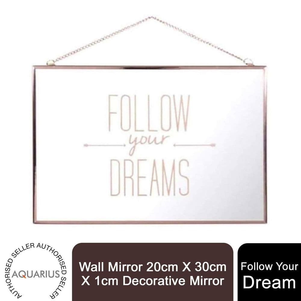 image-Wall Mirror 20cm X 30cm X 1cm Decorative Follow Your Dream Mirror
