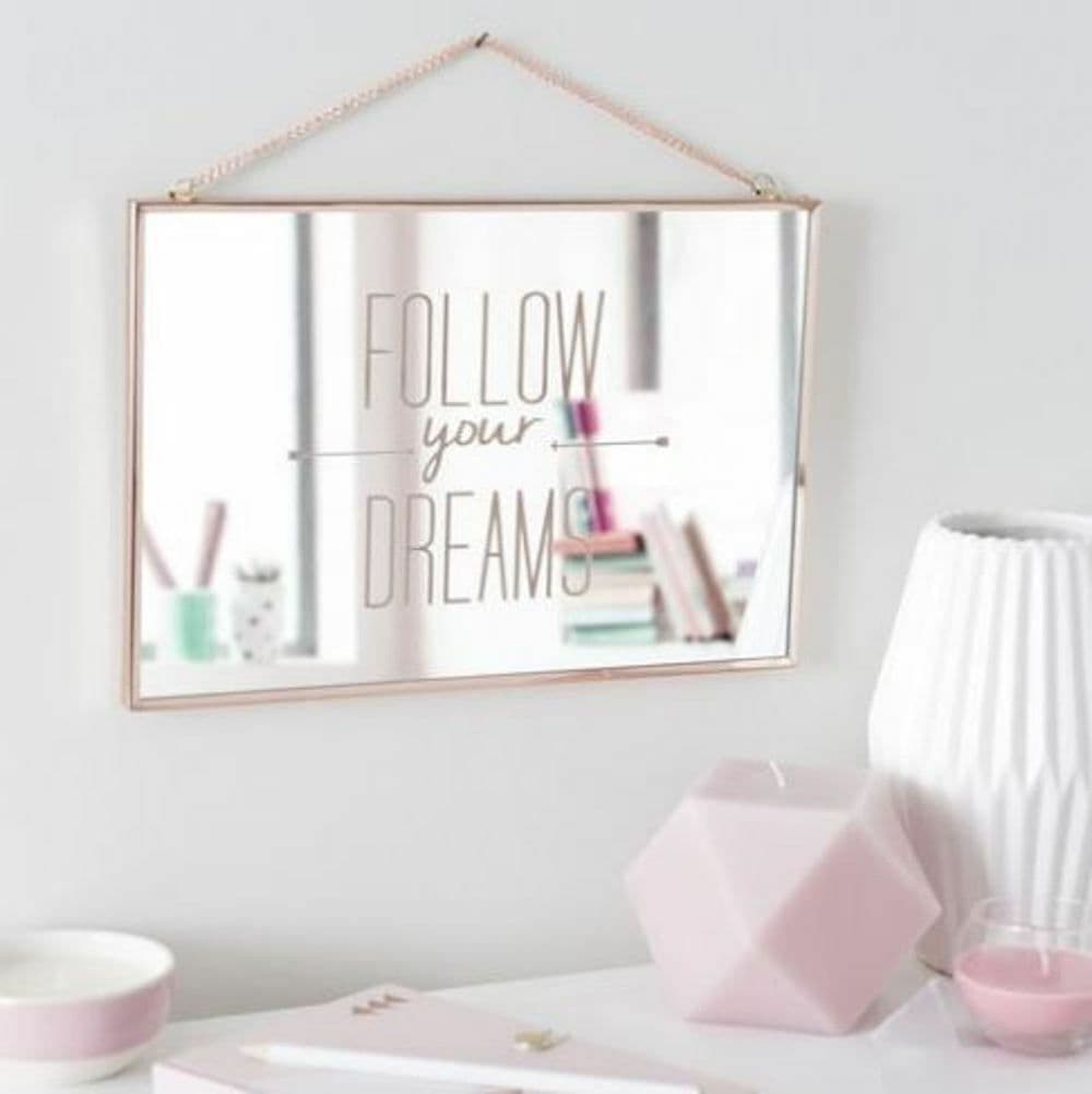image-Wall Mirror 20cm X 30cm X 1cm Decorative Follow Your Dream Mirror