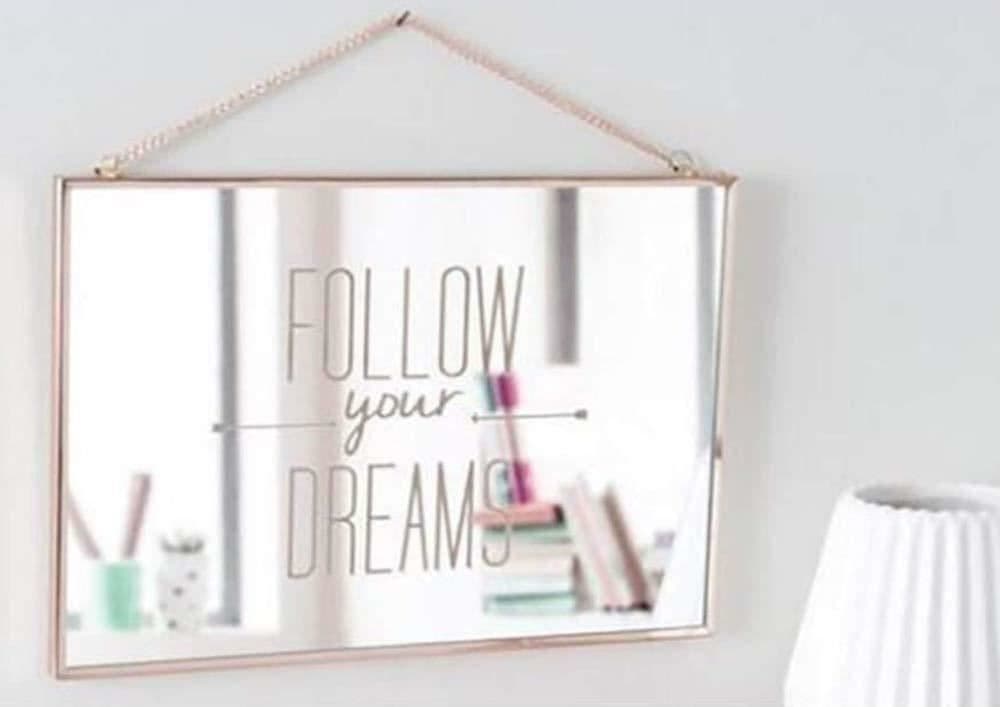 image-Wall Mirror 20cm X 30cm X 1cm Decorative Follow Your Dream Mirror