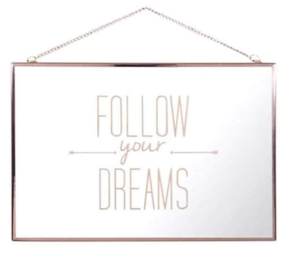 image-Wall Mirror 20cm X 30cm X 1cm Decorative Follow Your Dream Mirror