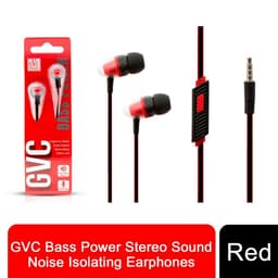image-GVC Bass Power Stereo Sound Noise Isolating Earphones Red