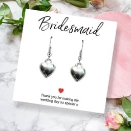 image-Bridesmaids Heart Earrings & Thank You Card