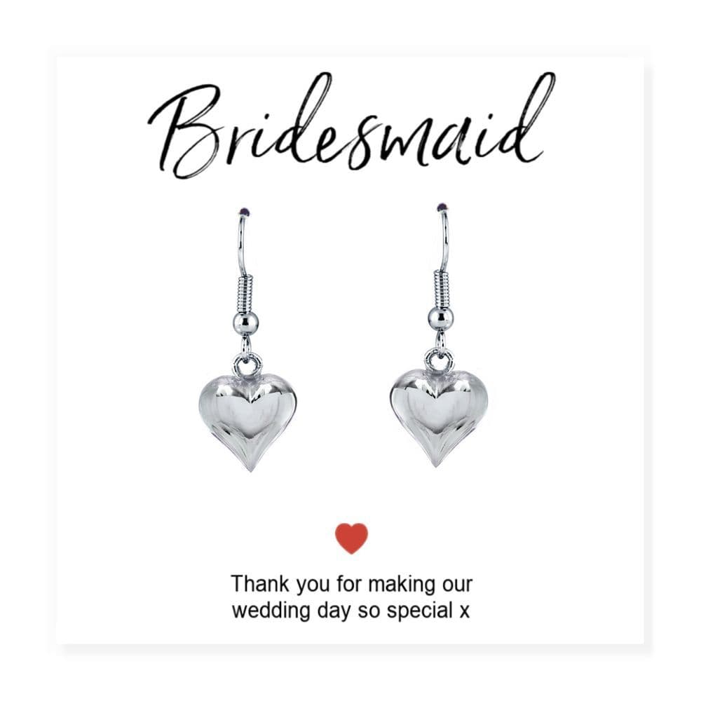 image-Bridesmaids Heart Earrings & Thank You Card