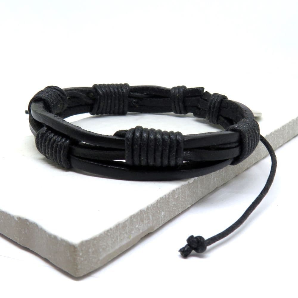 image-Men's Leather Cord Bracelet