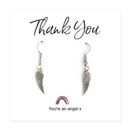 image-Angel Wing Earrings on Rainbow Thank You Card