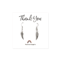 image-Angel Wing Earrings on Rainbow Thank You Card