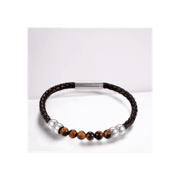image-Men's Tigers Eye Leather Bracelet