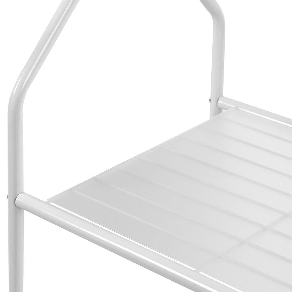 image-Clothes Rail With Two Shelves in White Powder Coating