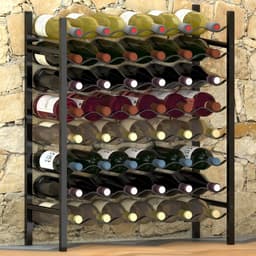 image-Wine Rack for 48 Bottles Black Metal