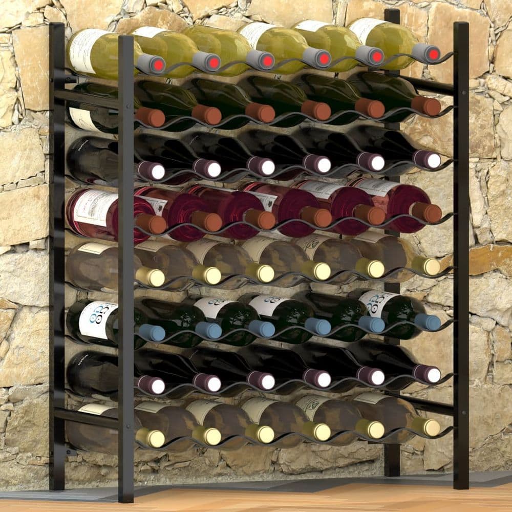 image-Wine Rack for 48 Bottles Black Metal