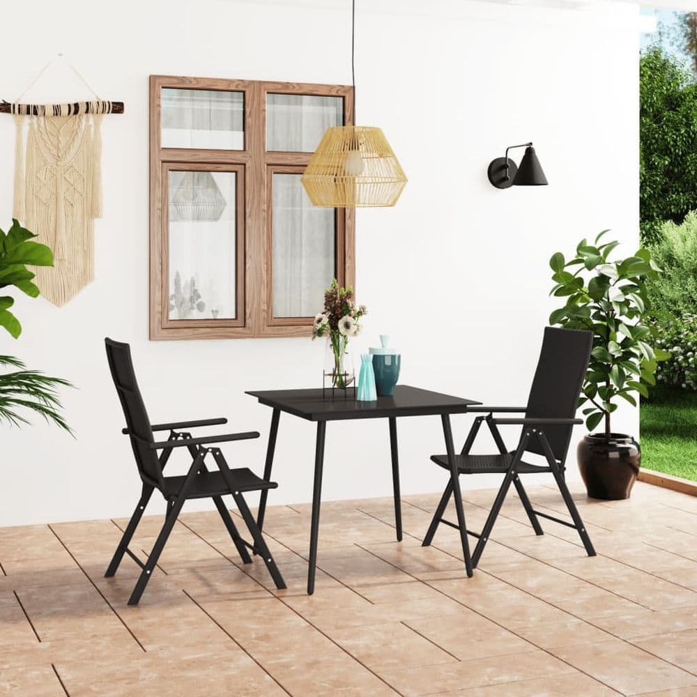 image-3 Piece Garden Dining Set Black